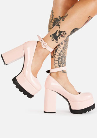 Hot Pink Evil Attraction Platform Mary Janes