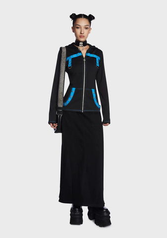 Black/Blue Multi Eyelet Hoodie