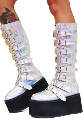 Iridescent Hologram Morpheus Platform Boots