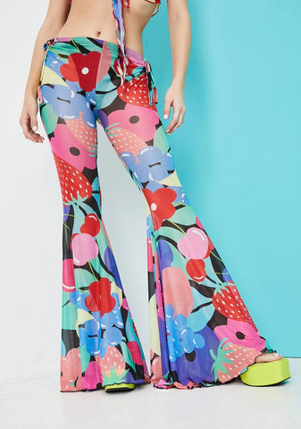 Squeeze The Day Fruit Print Mesh Flares