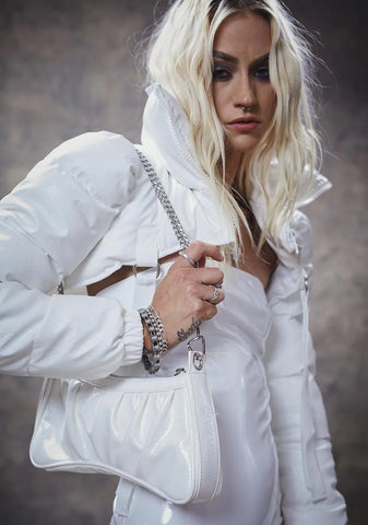 Filter Ruched PVC Shoulder Bag