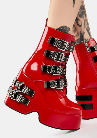 Red Amalfi Buckle Boots