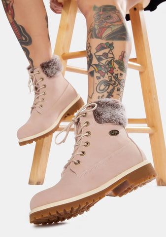 Soft Pink Convoy Faux Fur 6 Inch Boots