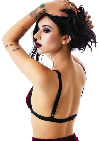 Velvet Triangle Bralette Bikini Top