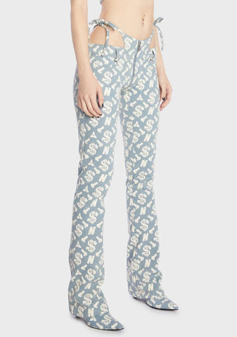 Monogram Denim Thong Pants