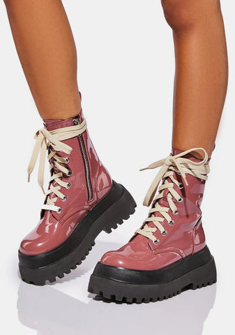Stay Inspired Patent Combat Boots