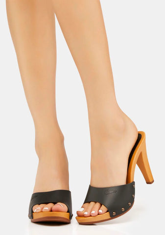 Antonella Black Vegan Leather Heels