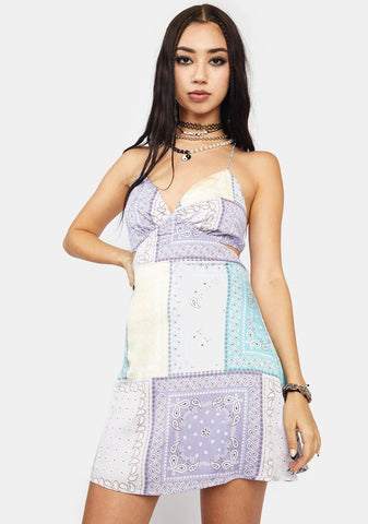 Lavender Bandana Mini Dress