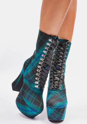 Deathly Bored Plaid Platform Boots