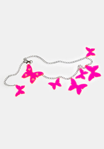 Neon Butterfly Chain Belt