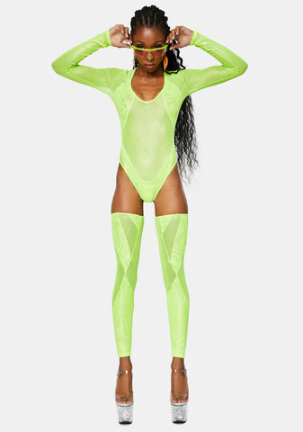 Electric Chapel Mesh Bodysuit And Stockings Set
