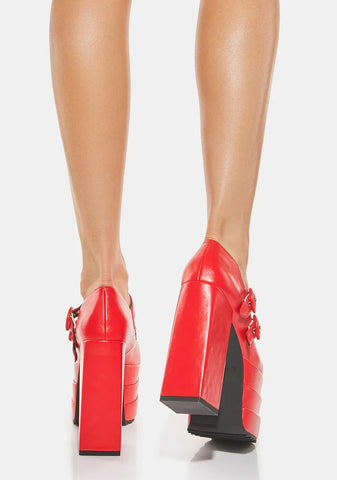 Red Known Target Platform Heels