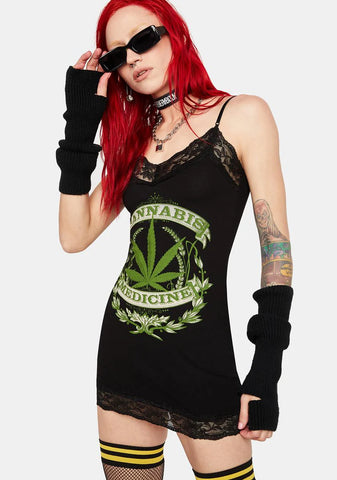 Black Cannabis Cami Mini Dress