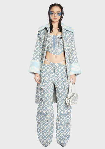 Monogram Denim Baggy Workwear Pants