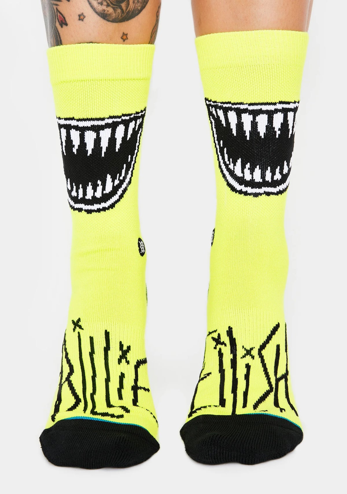 Yellow Grin Crew Socks