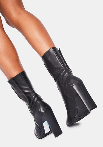 Runway Takeover Moto Boots - Black