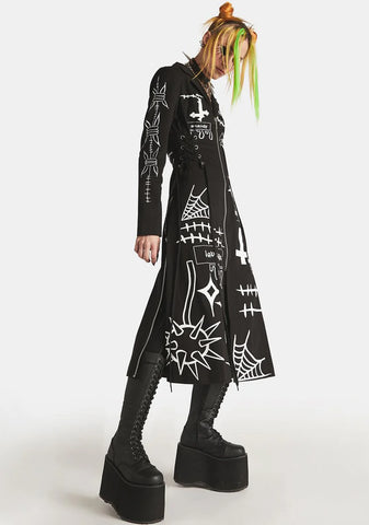 Gray Skiez Graphic Trench Coat