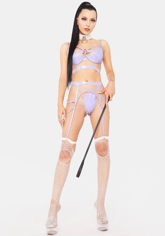 Lilac Vinyl & Chain Lingerie Set