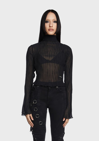 Stand Collar Straight Flared Sleeves Shirt