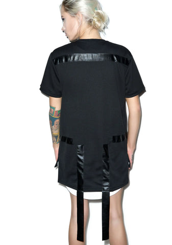 Max Leather Strips Tee - Black