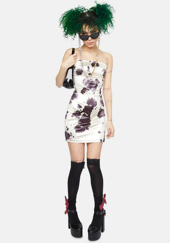 Ink Stain Satin Spandex Betta Mini Dress