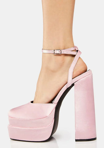 Pink Satin Moonchild Platform Heels