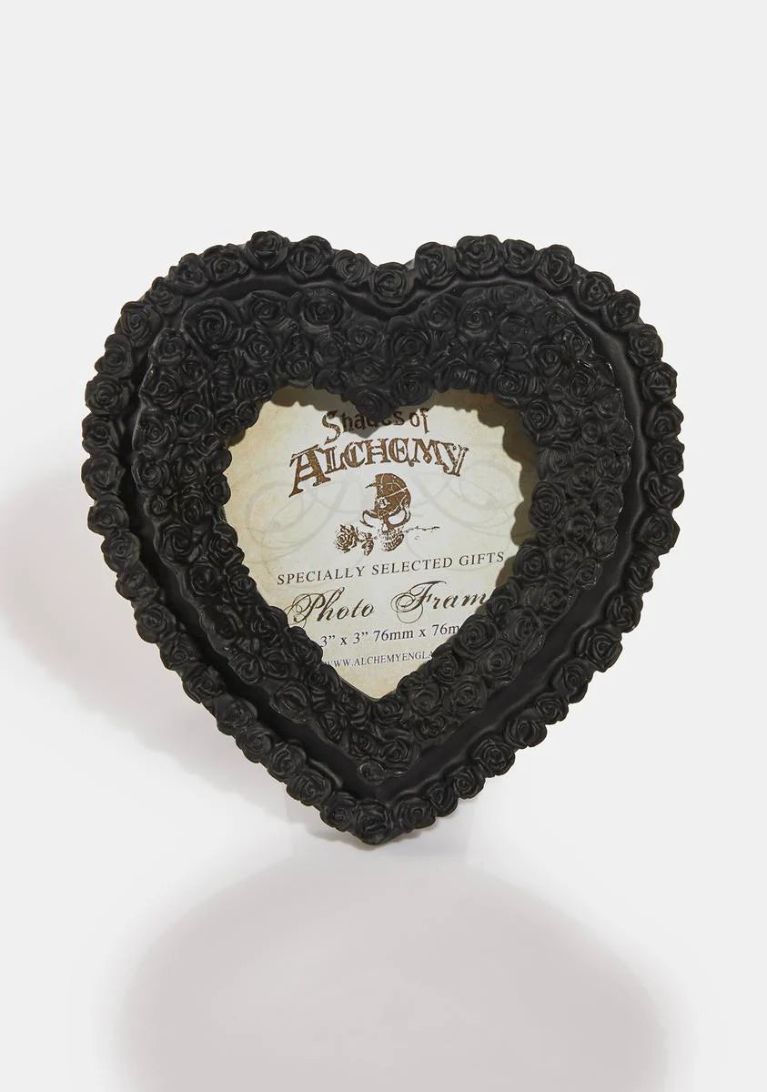 Black Rose Heart Photo Frame