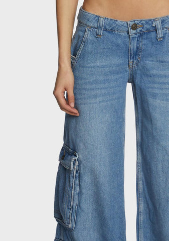 Low Rise Puddle Cargo Jeans