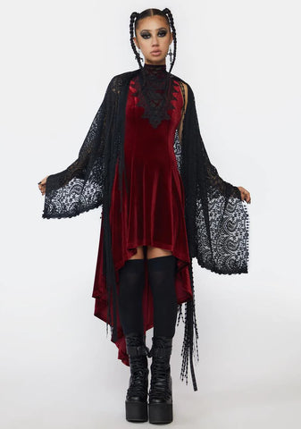 Lace Shawl With Tassel Fringe