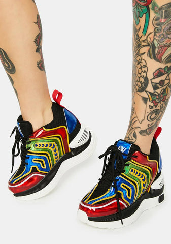 Rainbow Raisin Chunky Wedge Sneakers