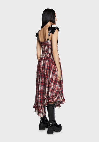 Grunge Ruffle Plaid Dress