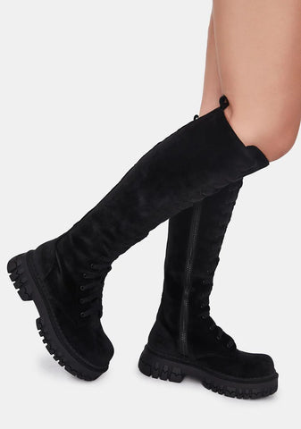 What You Get Velvet Combat Boots