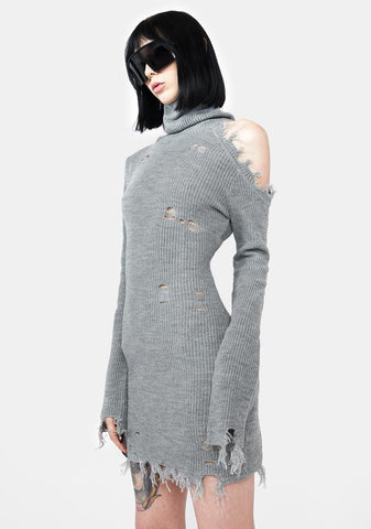 Cloudy Reaching Out Distressed Mini Dress