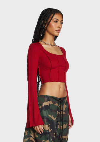 Journal Entries Long Sleeve Top - Red