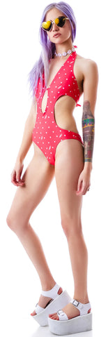 Pin Up Hearts Halter Monokini