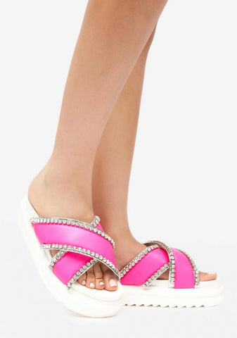 Pink Artistic Slide Sandals