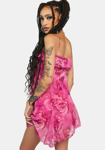 Chiffon Ruffle Mini Dress