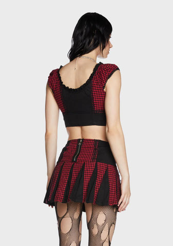Red And Black Bo Peep Crop Top