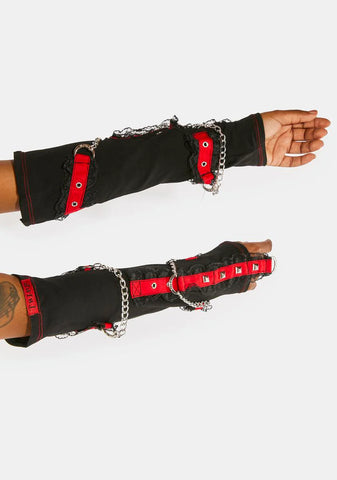 Red Lace Arm Warmers