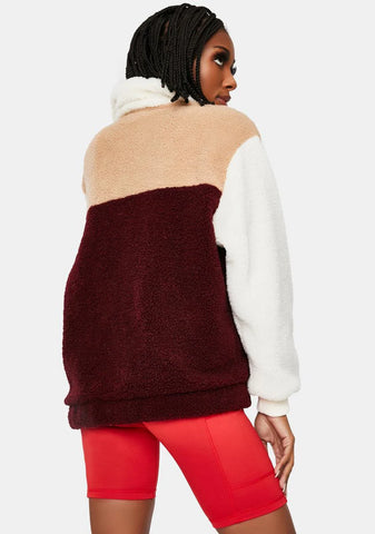 Paint The Town Colorblock Teddy Jacket