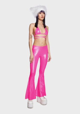 Pink Shimmer Flare Pants