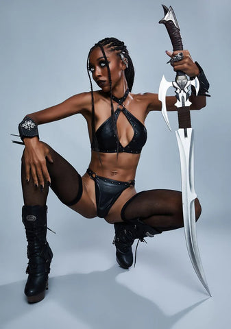 Vengeance Is Mine Vegan Leather Lingerie Set