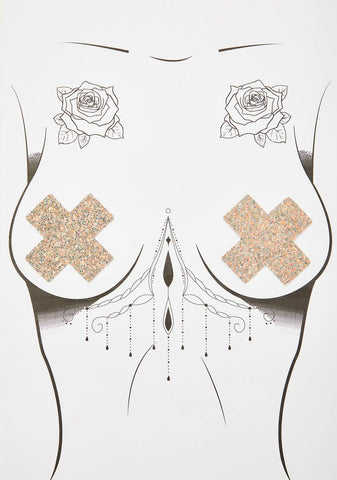 Reflective Glitter Cross Pasties