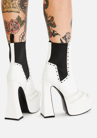 White Lost Control Platform Boots