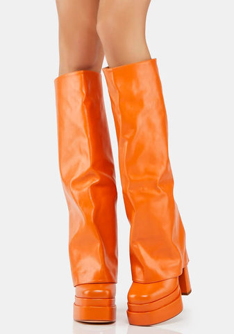 Orange Invisible Foldover Boots