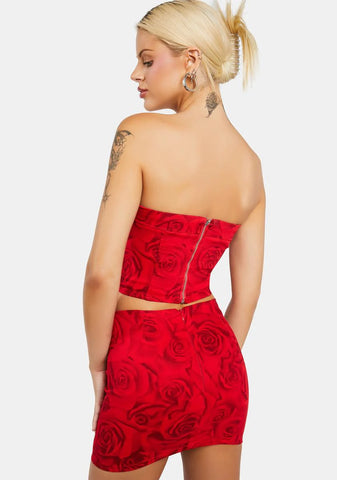 Rose Print Mini Skirt