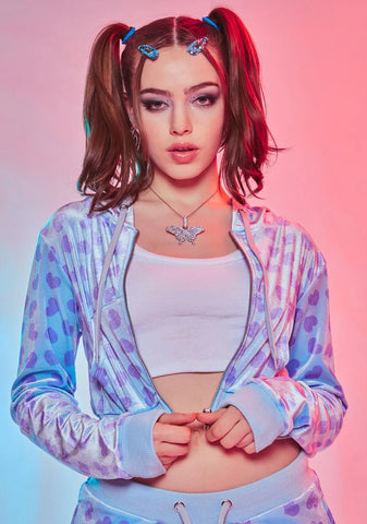 Loyal Maneater Velour Track Jacket-Blue