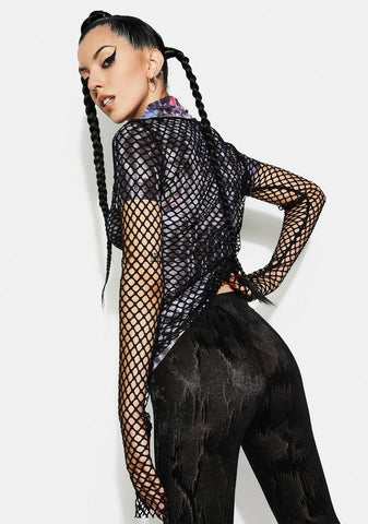 Personality Punk Perspective Mesh Tee Shirt