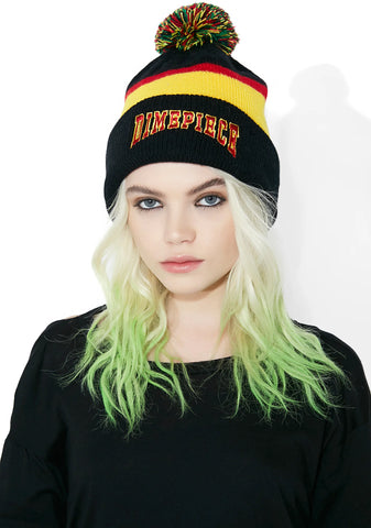 Multi Stripe Pom Beanie