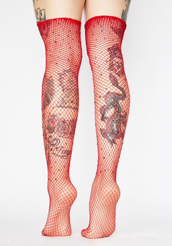 Fire La La Luxe Rhinestone Fishnet Stockings